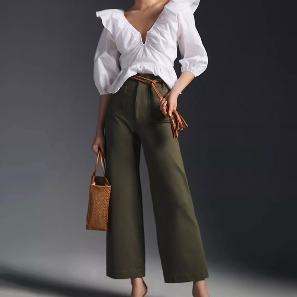 Anthropologie Maeve The Colette Pant in Olive Green
